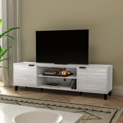 Nelson 70" Mid Century Modern TV Stand for up to 60" TV's with Adjustable Shelves and Dual Storage Compartments - View 2