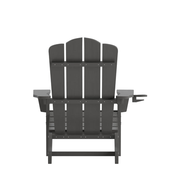 Gray |#| Commercial Grade All-Weather Adirondack Chair with Swiveling Cupholder - Gray