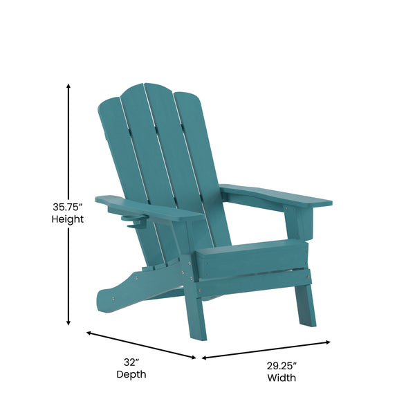 Blue |#| Commercial Grade All-Weather Adirondack Chair with Swiveling Cupholder - Blue