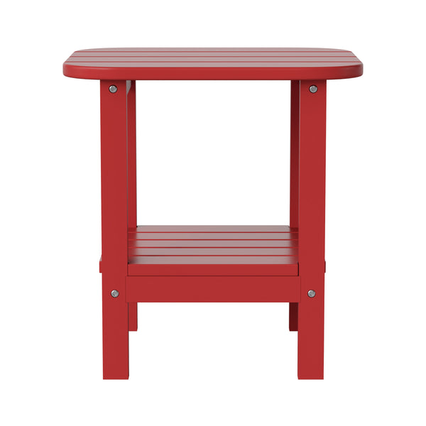 Red |#| Commercial Grade All-Weather Adirondack Style Patio Side Table in Red