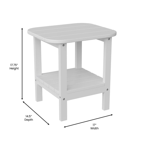 White |#| Commercial Grade All-Weather Adirondack Style Patio Side Table in White