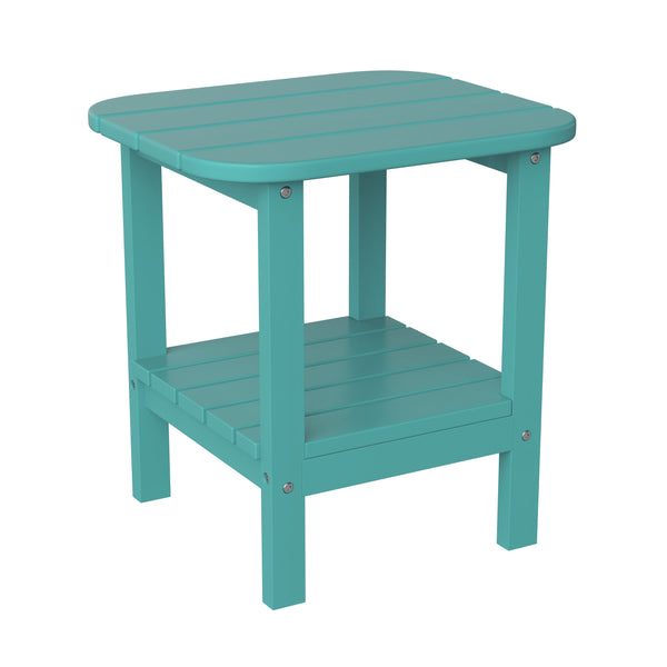 Blue |#| Commercial Grade All-Weather Adirondack Style Patio Side Table in Blue