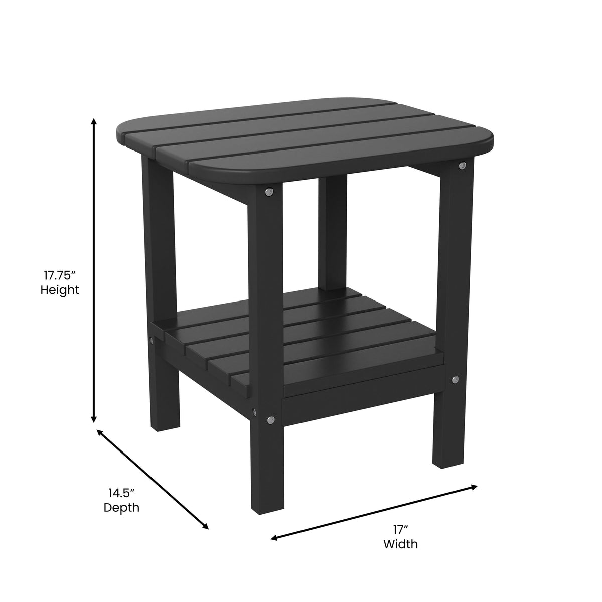 Black |#| Commercial Grade All-Weather Adirondack Style Patio Side Table in Black
