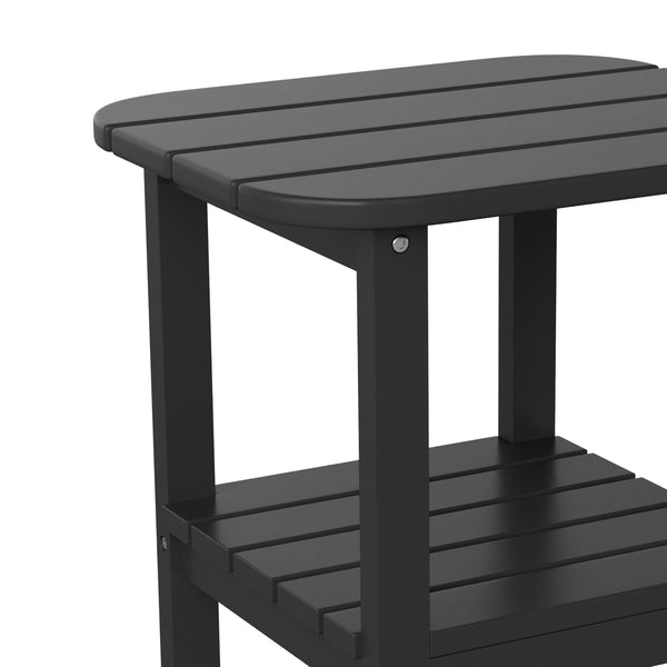 Black |#| Commercial Grade All-Weather Adirondack Style Patio Side Table in Black