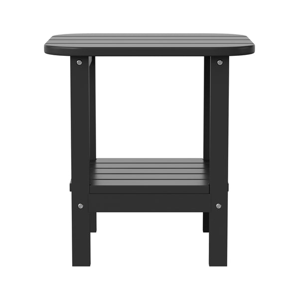 Black |#| Commercial Grade All-Weather Adirondack Style Patio Side Table in Black