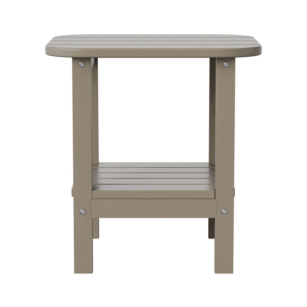 Brown |#| Commercial Grade All-Weather Adirondack Style Patio Side Table in Brown