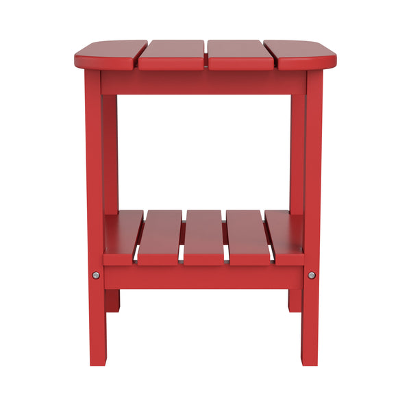 Red |#| Commercial Grade All-Weather Adirondack Style Patio Side Table in Red