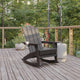 Gray |#| Commercial All-Weather Rocking Adirondack Chair with Swiveling Cupholder - Gray