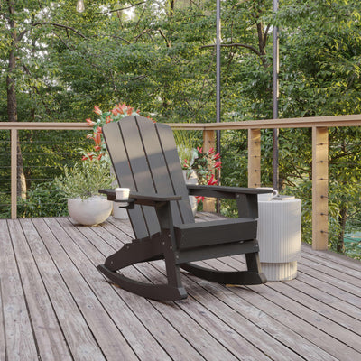 Newport HDPE Adirondack Chair with Cup Holder and Pull Out Ottoman, All-Weather HDPE Indoor/Outdoor Chair - View 2