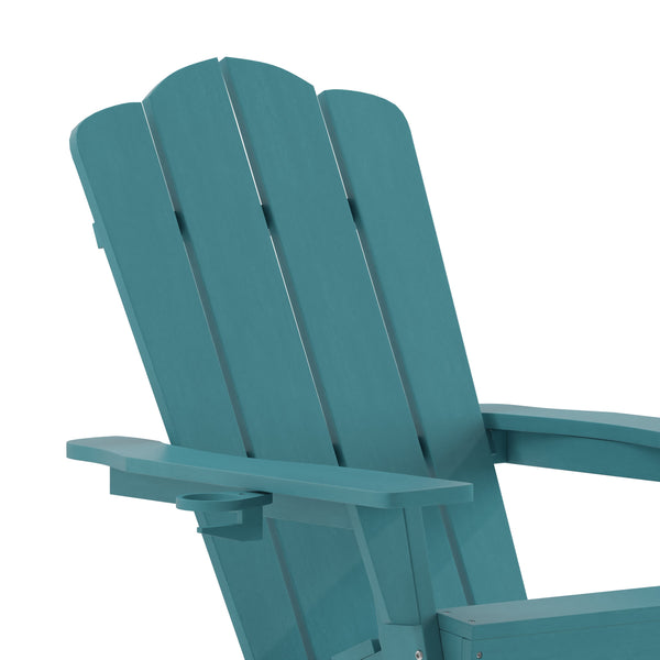 Blue |#| Commercial All-Weather Rocking Adirondack Chair with Swiveling Cupholder - Blue