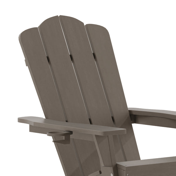 Brown |#| Commercial All-Weather Rocking Adirondack Chair with Swiveling Cupholder - Brown