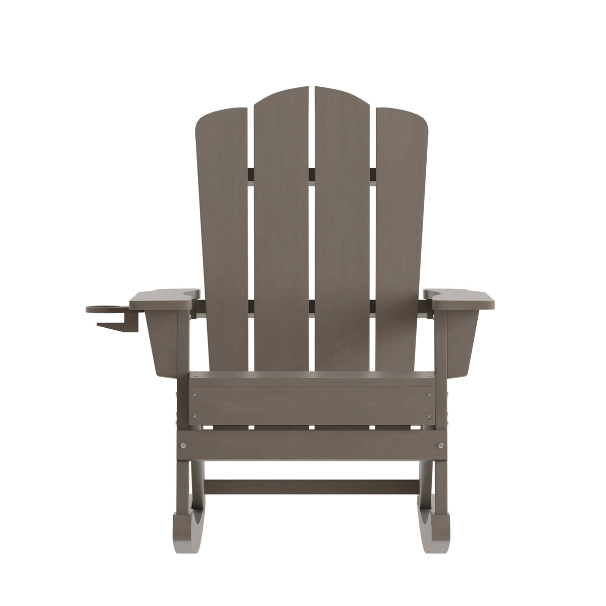Brown |#| Commercial All-Weather Rocking Adirondack Chair with Swiveling Cupholder - Brown