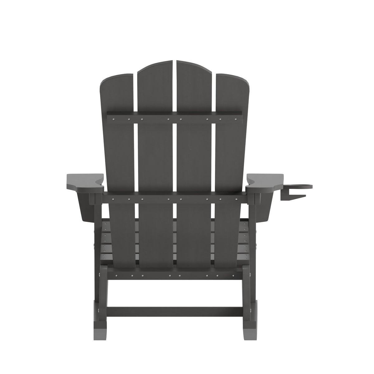 Gray |#| Commercial All-Weather Rocking Adirondack Chair with Swiveling Cupholder - Gray
