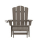 Brown |#| Commercial All-Weather Adirondack Chair with Pullout Ottoman & Cupholder - Brown