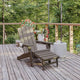 Brown |#| Commercial All-Weather Adirondack Chair with Pullout Ottoman & Cupholder - Brown