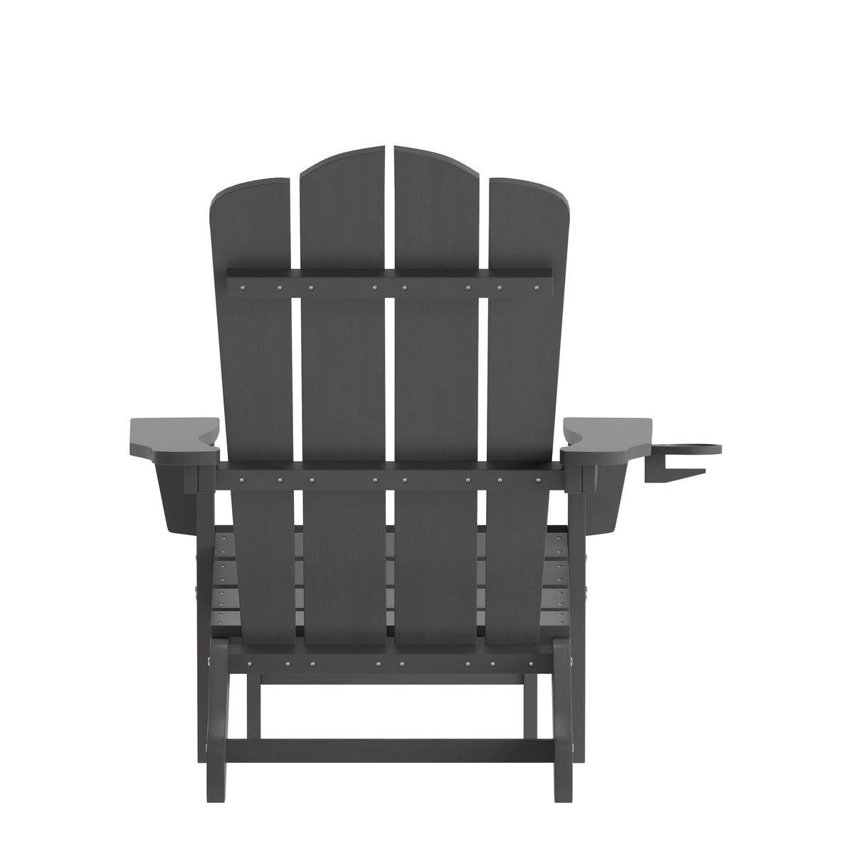 Gray |#| Commercial All-Weather Adirondack Chair with Pullout Ottoman & Cupholder - Gray