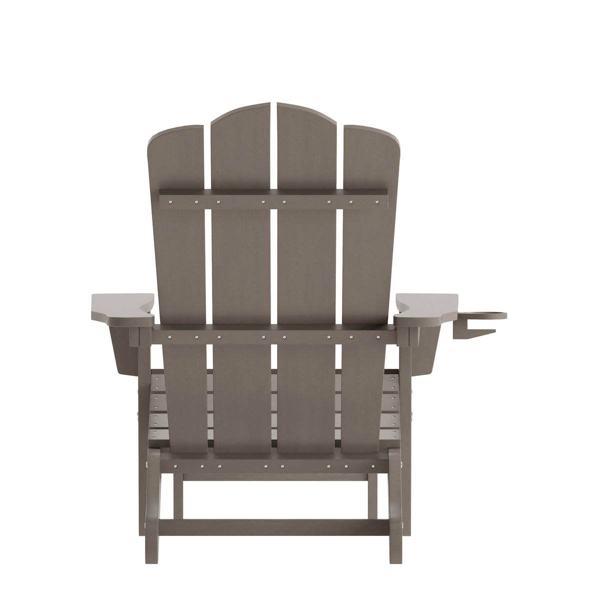 Brown |#| Commercial All-Weather Adirondack Chair with Pullout Ottoman & Cupholder - Brown