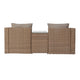 Gray Fabric/Natural Frame |#| Indoor/Outdoor Modular Loveseat Sofa Set with Table and Ottomans in Gray/Natural