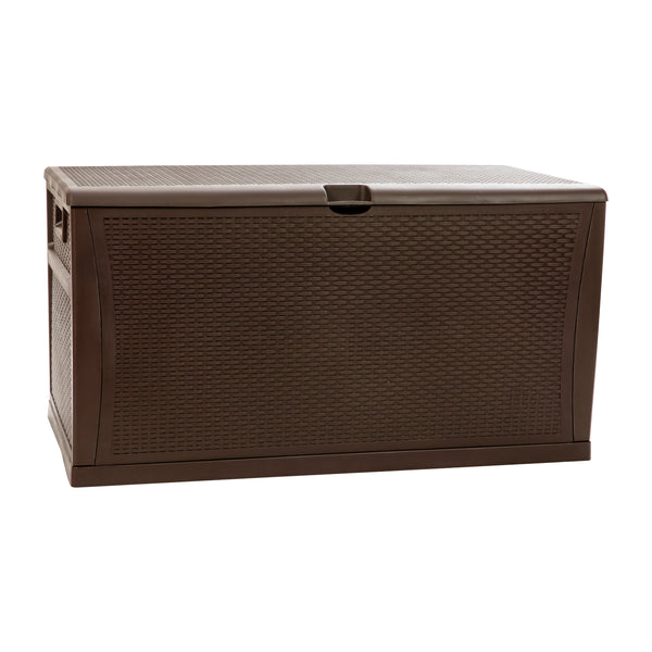 Brown |#| 120 Gallon Brown Plastic Deck Box for Outdoor Patio Storage & Deck Organization