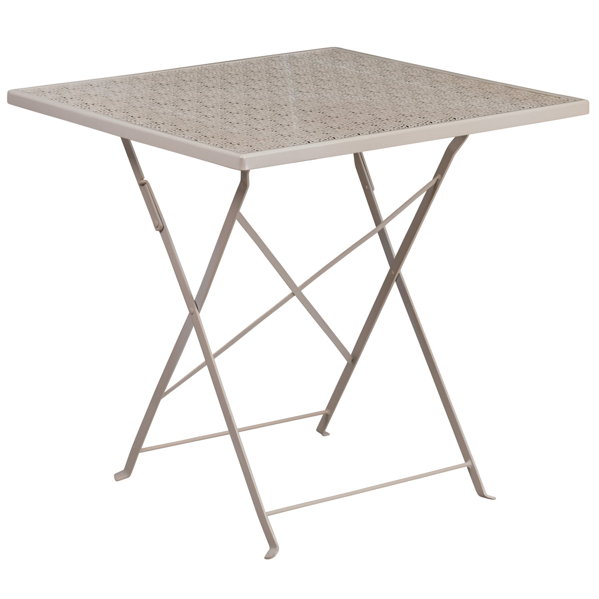 Light Gray |#| 28inch Square Light Gray Indoor-Outdoor Steel Folding Patio Table - Home Furniture