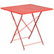 Coral |#| 28inch Square Coral Indoor-Outdoor Steel Folding Patio Table - Home Furniture