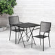 Black |#| 28inch Square Black Indoor-Outdoor Steel Folding Patio Table Set with 2 Chairs