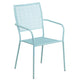 Sky Blue |#| 28inch Square Sky Blue Indoor-Outdoor Steel Folding Patio Table Set with 2 Chairs