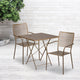 Gold |#| 28inch Square Gold Indoor-Outdoor Steel Folding Patio Table Set with 2 Chairs