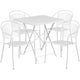 White |#| 28inch Square White Indoor-Outdoor Steel Folding Patio Table Set with 4 Chairs