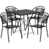 Oia Commercial Grade 28" Square Indoor-Outdoor Steel Folding Patio Table Set with 4 Round Back Chairs