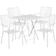 White |#| 28inch Square White Indoor-Outdoor Steel Folding Patio Table Set with 4 Chairs