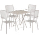 Light Gray |#| 28inch Square Lt Gray Indoor-Outdoor Steel Folding Patio Table Set with 4 Chairs