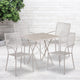 Light Gray |#| 28inch Square Lt Gray Indoor-Outdoor Steel Folding Patio Table Set with 4 Chairs