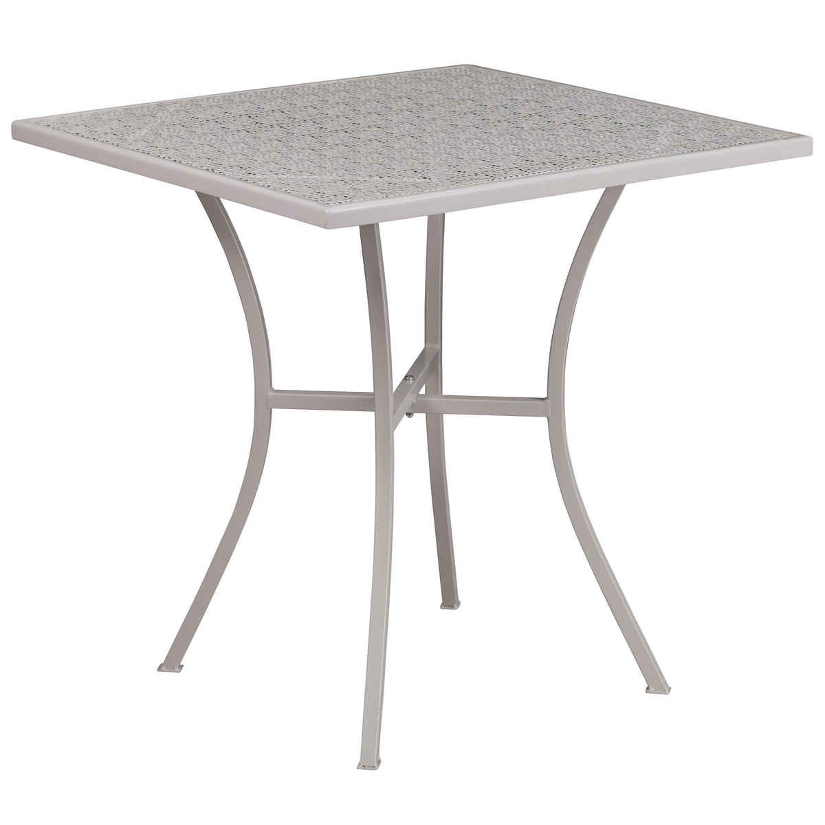 Light Gray |#| 28inch Square Lt Gray Indoor-Outdoor Steel Patio Table Set - 2 Square Back Chairs