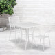 White |#| 28inch Square White Indoor-Outdoor Steel Patio Table Set with 2 Square Back Chairs