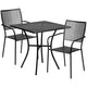 Black |#| 28inch Square Black Indoor-Outdoor Steel Patio Table Set with 2 Square Back Chairs