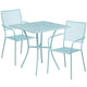 Sky Blue |#| 28inch Square Sky Blue Indoor-Outdoor Steel Patio Table Set - 2 Square Back Chairs