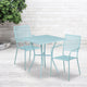 Sky Blue |#| 28inch Square Sky Blue Indoor-Outdoor Steel Patio Table Set - 2 Square Back Chairs