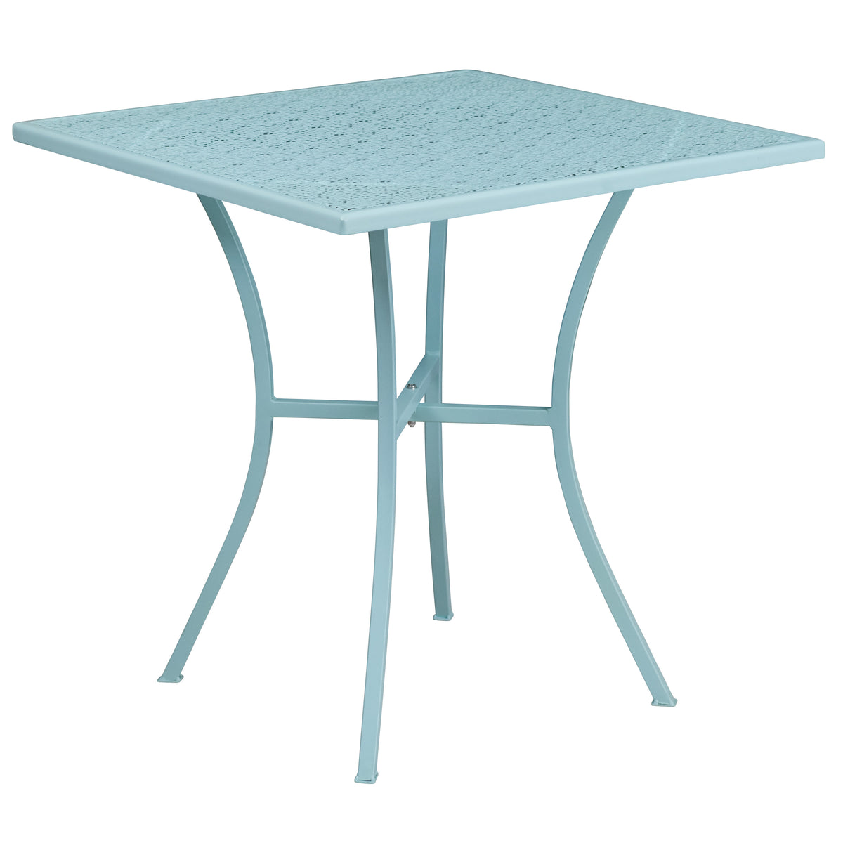 Sky Blue |#| 28inch Square Sky Blue Indoor-Outdoor Steel Patio Table Set - 2 Square Back Chairs