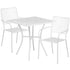 Oia Commercial Grade 28" Square Indoor-Outdoor Steel Patio Table Set with 2 Square Back Chairs