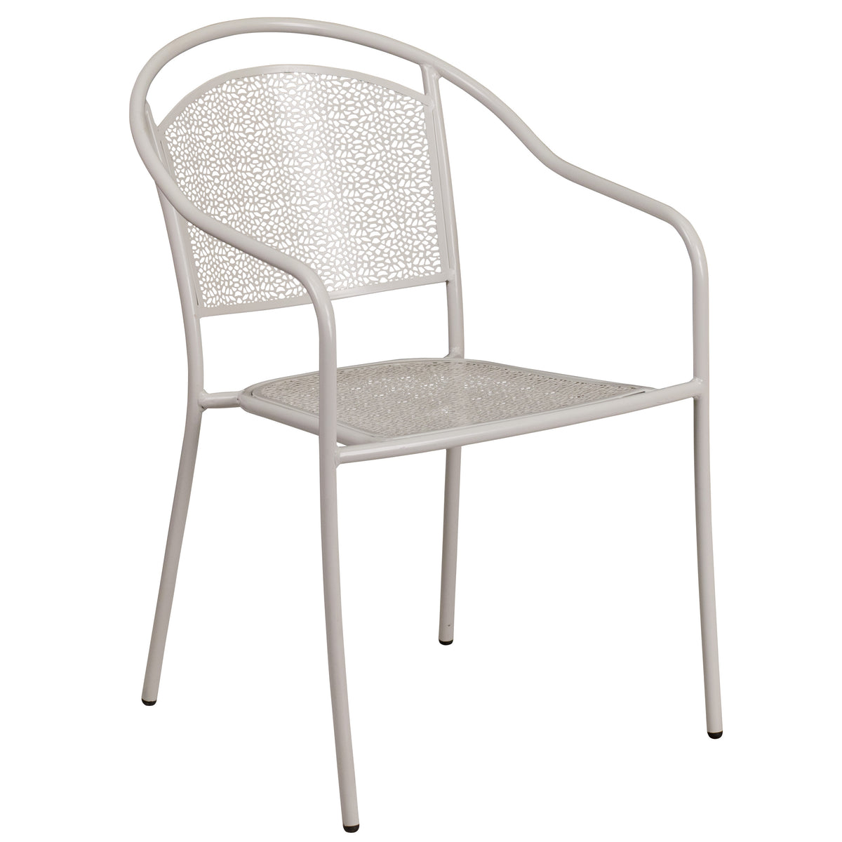 Light Gray |#| 28inch Square Lt Gray Indoor-Outdoor Steel Patio Table Set - 4 Round Back Chairs