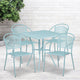 Sky Blue |#| 28inch Square Sky Blue Indoor-Outdoor Steel Patio Table Set - 4 Round Back Chairs