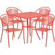 Coral |#| 28inch Square Coral Indoor-Outdoor Steel Patio Table Set with 4 Round Back Chairs