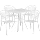 White |#| 28inch Square White Indoor-Outdoor Steel Patio Table Set with 4 Round Back Chairs
