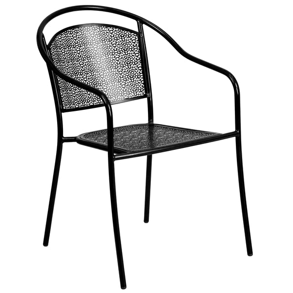 Light Gray |#| 28inch Square Lt Gray Indoor-Outdoor Steel Patio Table Set - 4 Round Back Chairs