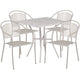Light Gray |#| 28inch Square Lt Gray Indoor-Outdoor Steel Patio Table Set - 4 Round Back Chairs