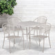 Light Gray |#| 28inch Square Lt Gray Indoor-Outdoor Steel Patio Table Set - 4 Round Back Chairs