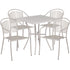 Oia Commercial Grade 28" Square Indoor-Outdoor Steel Patio Table Set with 4 Round Back Chairs