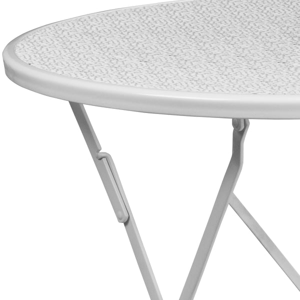 White |#| 30inch Round White Indoor-Outdoor Steel Folding Patio Table - Restaurant Table