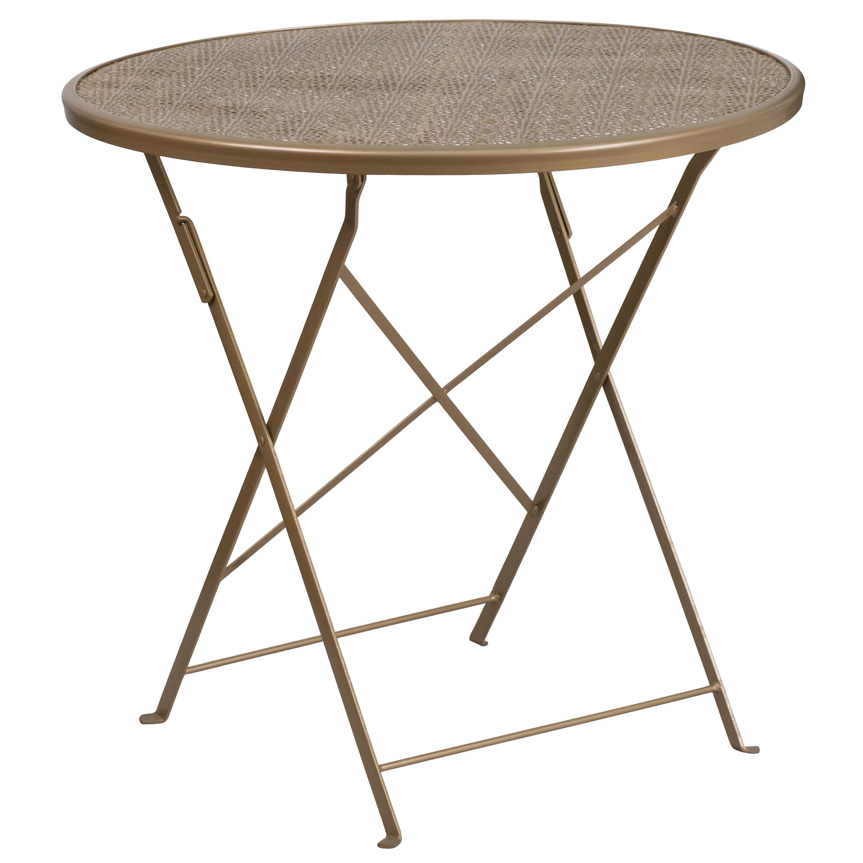 Flash Furniture Round Indoor Outdoor Steel Folding Patio Table Sky Blue 30
